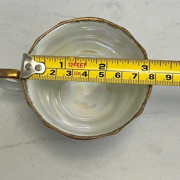 Vtg Pink Lusterware Footed Teacup Saucer Floral Gold Rim Tea Cup Iridescent - Picture 13 of 13
